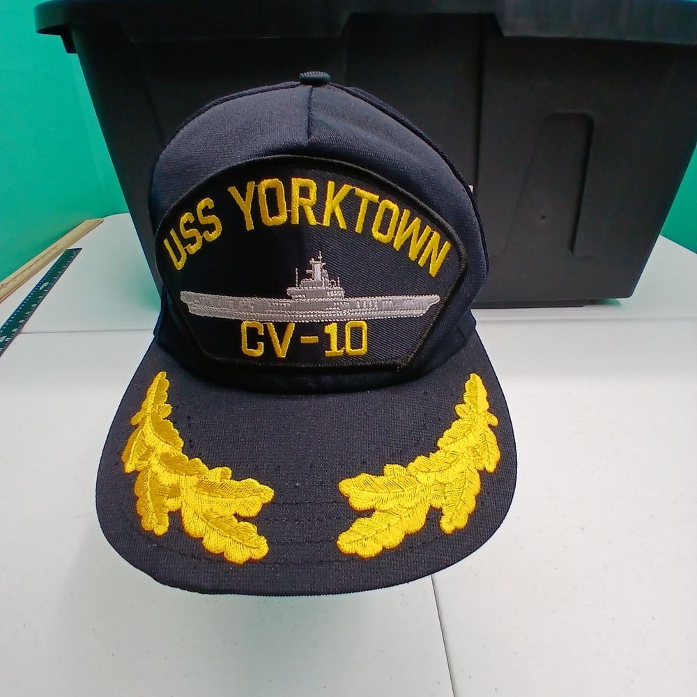 USS Yorktown CV-10 Snapback Hat OSFA Navy Blue Military Scrambled Eggs Brim USA
